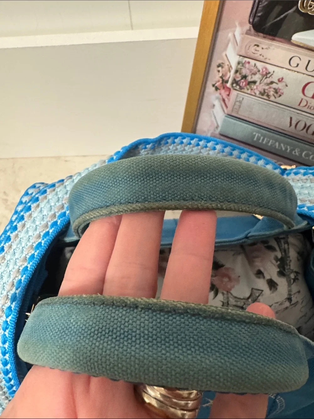 Prada canapa Blue Canvas Tote with authenticity card and unbranded strap - Picture 2 of 15